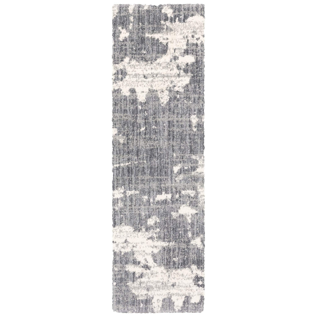 HomeRoots 2'X8' Grey and Ivory Grey Matter Runner Rug