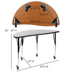 Flash Furniture 2 Piece Mobile 47.5" Circle Wave Collaborative Grey Thermal Laminate Adjustable Activity Table Set