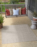 Unique Loom Outdoor Solid Collection Area Rug (6 1 Square Light Gray/Ivory)