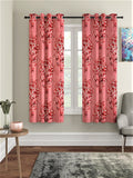Fashion String 2 Piece Floral Blossoms Eyelet Polyester Window Curtains  5 Feet, Maroon