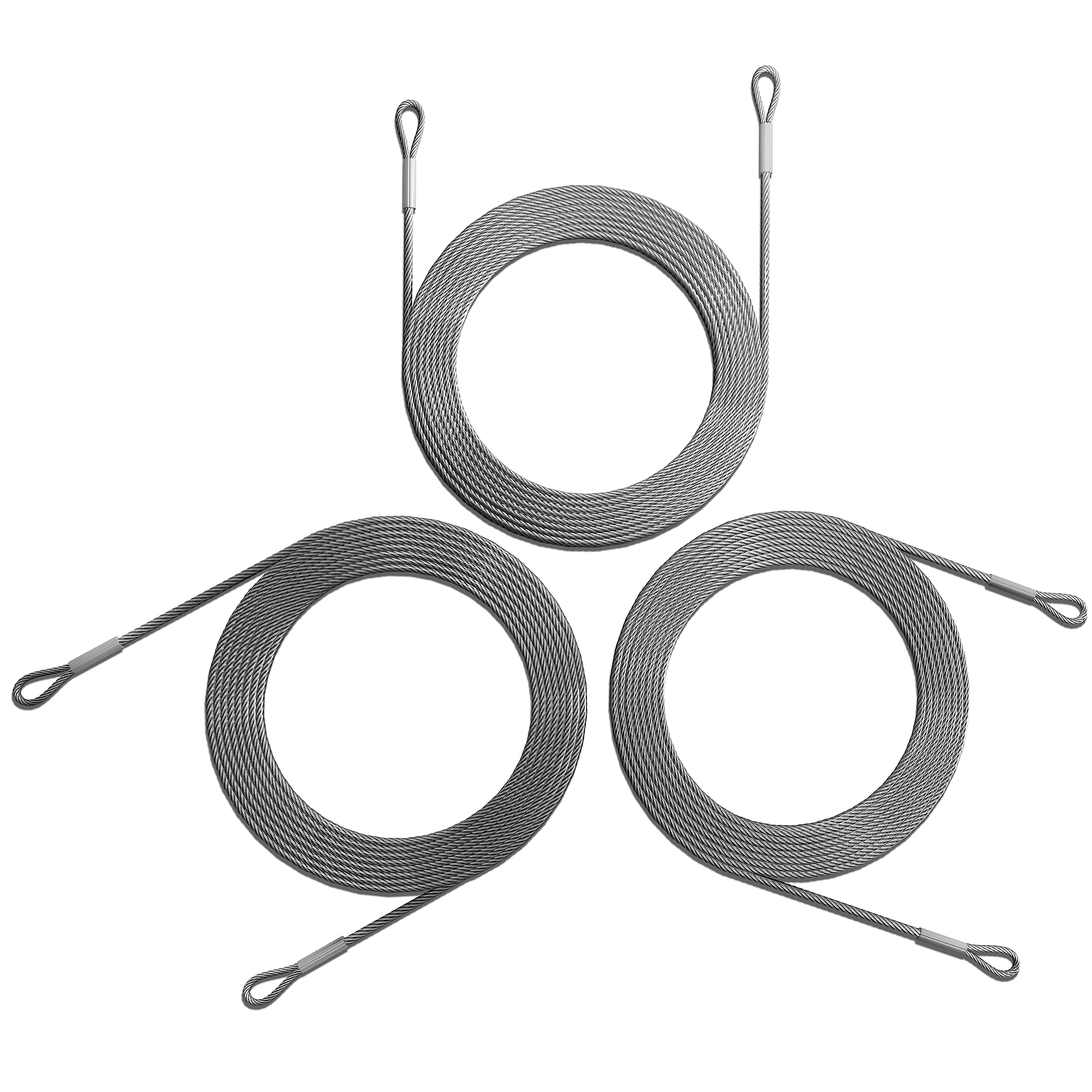 Royal Shade 36 Feet (12Ft X 3) Wire Cable Ropes Hardware Kits For Triangle Sun Shade Sail Canopy, Pvc Coated Stainless Steel Metal, Commercial Standard Heavy Duty