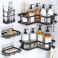 YASONIC 5-Pack Corner Shower Caddy, Corner Shower Shelves with 12 Hooks, Rustproof Shower Shelf for Inside Shower, No Drilling S