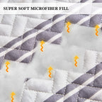 Flysheep Grey Boho Quilt Set Full Queen Size, 3 Pcs Gray Black And Navy Striped Bedspread, Soft Microfiber Modern Coverlet For A