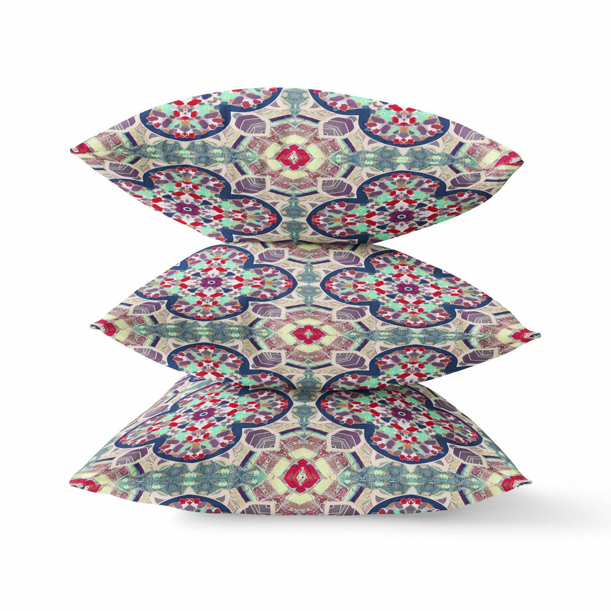 HomeRoots Maroon Green Mauve Blue Cloverleaf Boho Suede Throw Pillow