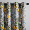 Topfinel Black Dark Floral Grey Blackout Curtains, Gray Decorative Moody Grommet Dark Academia Damask Hummingbird Window Coverin