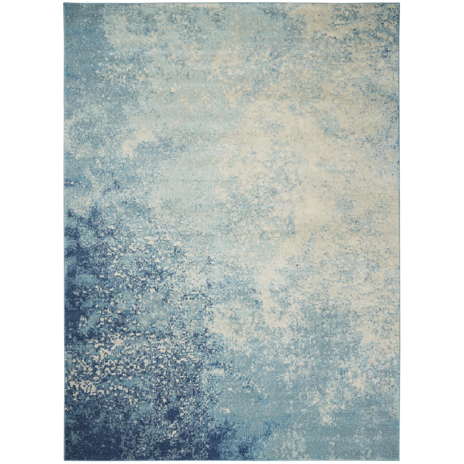 Nourison Passion Navy/Light Blue 9' x 12' Area-Rug, Modern, Abstract, Easy-Cleaning, Non Shedding, Bed Room, Living Room, Dining