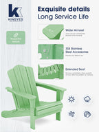 Kingyes Folding Adirondack Chair Set Of 6, Hdpe All-Weather Folding Adirondack Chair, Light Green