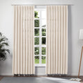 Twopages Sand Beige Linen Pinch Pleat Drape For Dining Room, Room Darkening Light Filtering Double Layer Lined Curtain Window Tr
