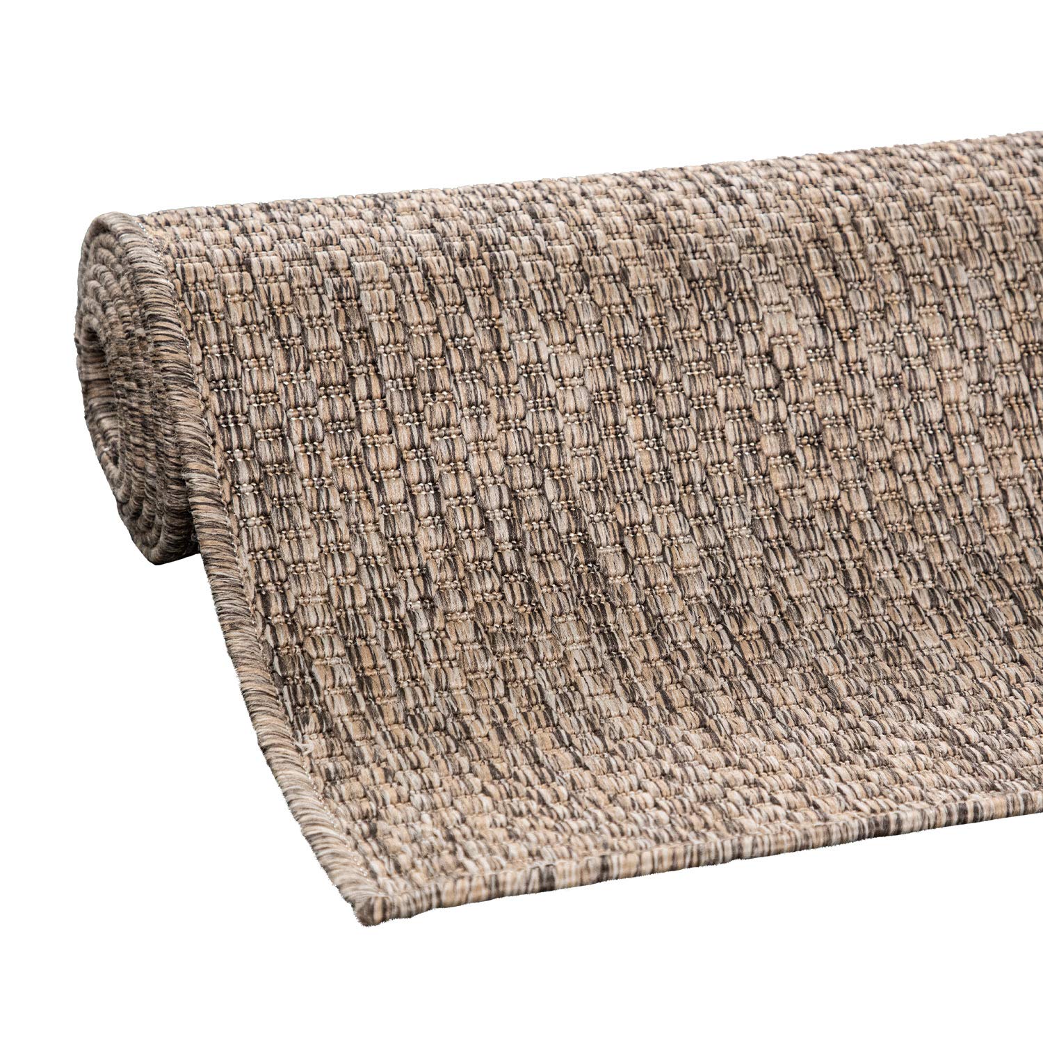 Solid Outdoor Rug For Patio Or Balcony Weatherproof In Mottled Brown, Size: 6'7' X 9'2'