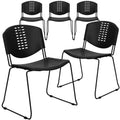 5 Pk. 400 lb. Capacity Black Plastic Stack Chair with Black Frame