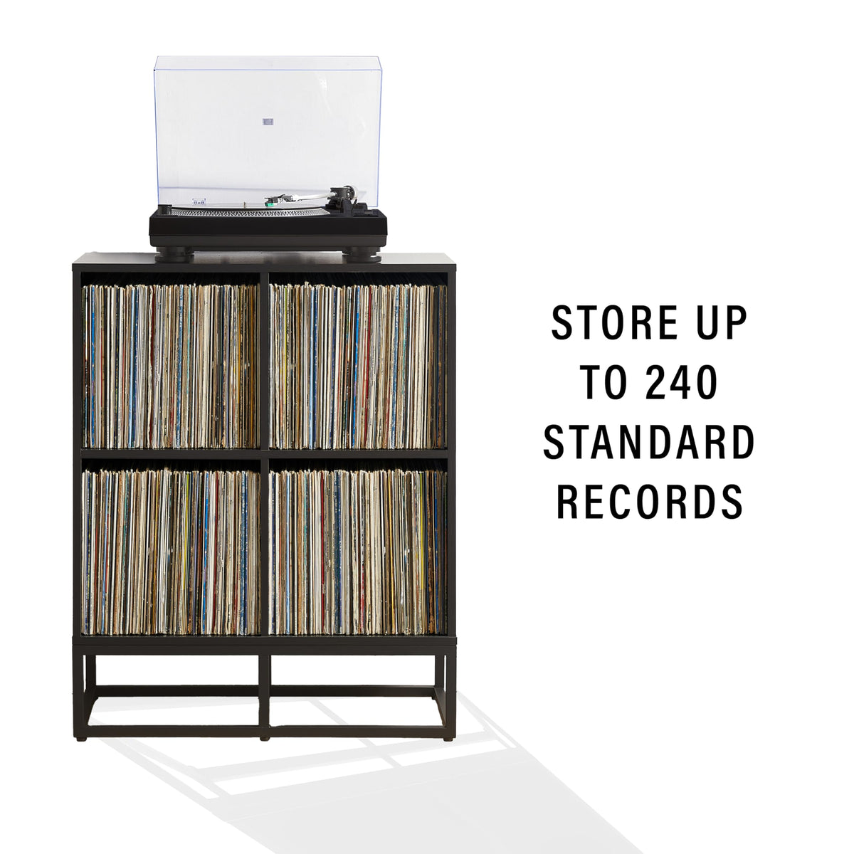 Crosley Furniture Enzo Record Storage Cube Bookcase, Vinyl Records Holder and Player Stand, Black