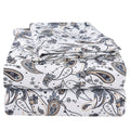 Jsd Grey Paisley Printed Sheet Set Queen Size, 4 Piece Soft Retro Pattern Microfiber Sheets Extra Deep Pocket