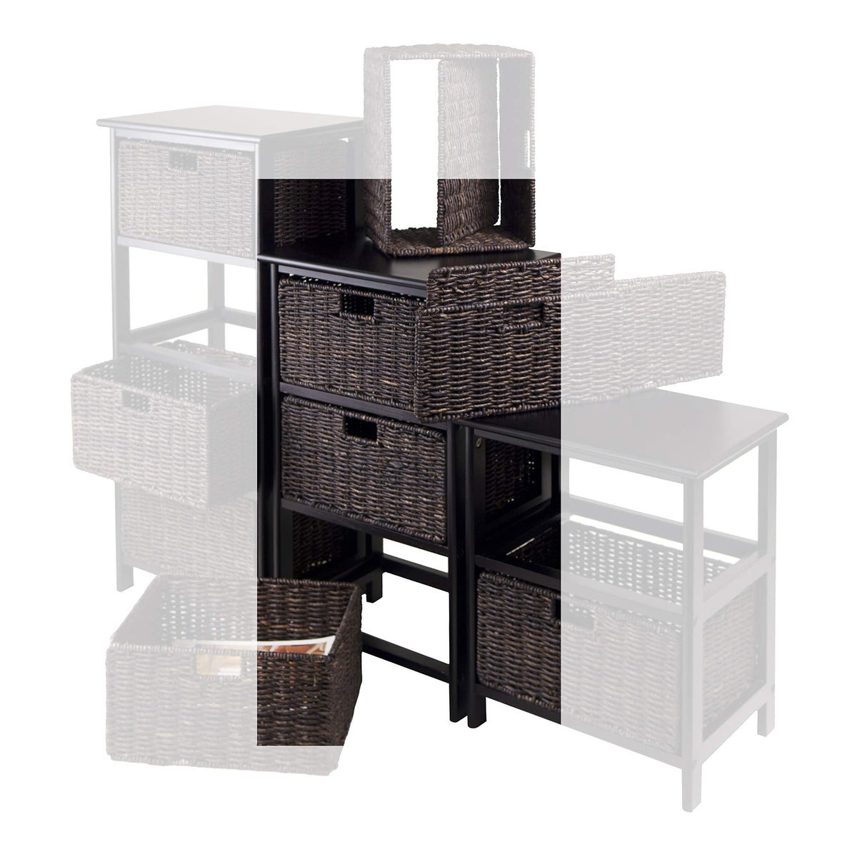 Winsome Omaha Storage Rack, 3 Storage Baskets, Black