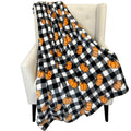 Serafina Home Fall Pumpkin Throw Blanket: Modern Farmhouse Country Black And White Check Plaid Extra Large 50'' X 70''