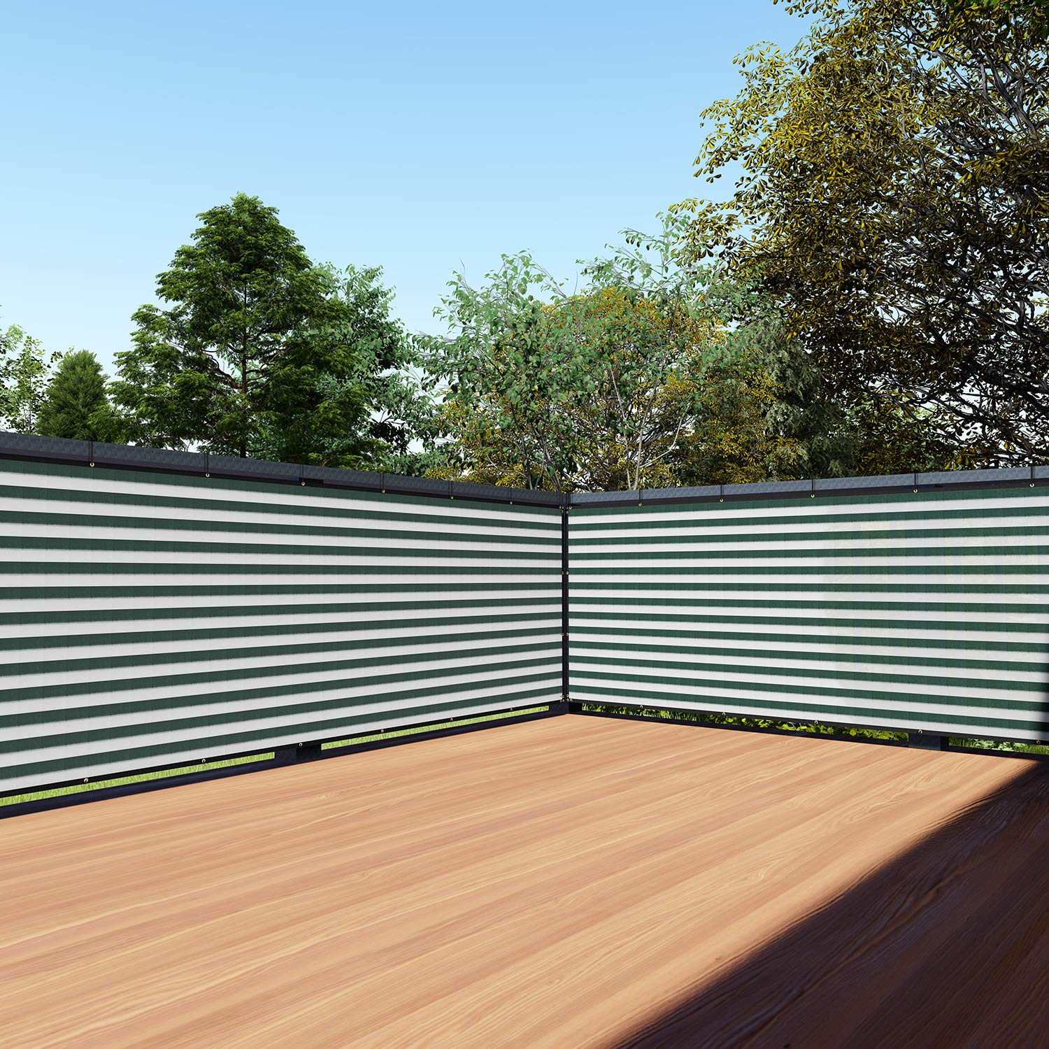 Tang 3' X 236' Green White Stripe Balcony Privacy Screen Fence 200Gsm Deck Fence Outdoor Privacy Cover Weather Resistant For Pat