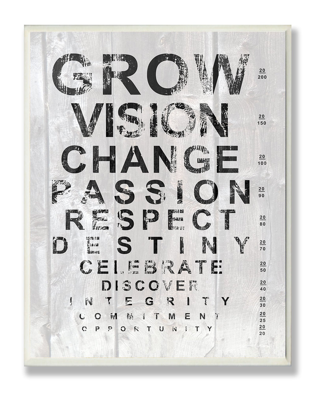 Stupell Home D  cor Grow Eye Chart Inspirational Typography Wall Plaque, 10 x 0.5 x 15, Proudly Made in USA