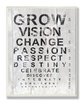 Stupell Home D  cor Grow Eye Chart Inspirational Typography Wall Plaque, 10 x 0.5 x 15, Proudly Made in USA