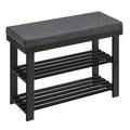 SONGMICS Bamboo Shoe Bench, 3-Tier Shoe Rack, Stable Shoe Organizer for Entryway, Living Room, Bench Seat Holds Up to 330 lb, 11