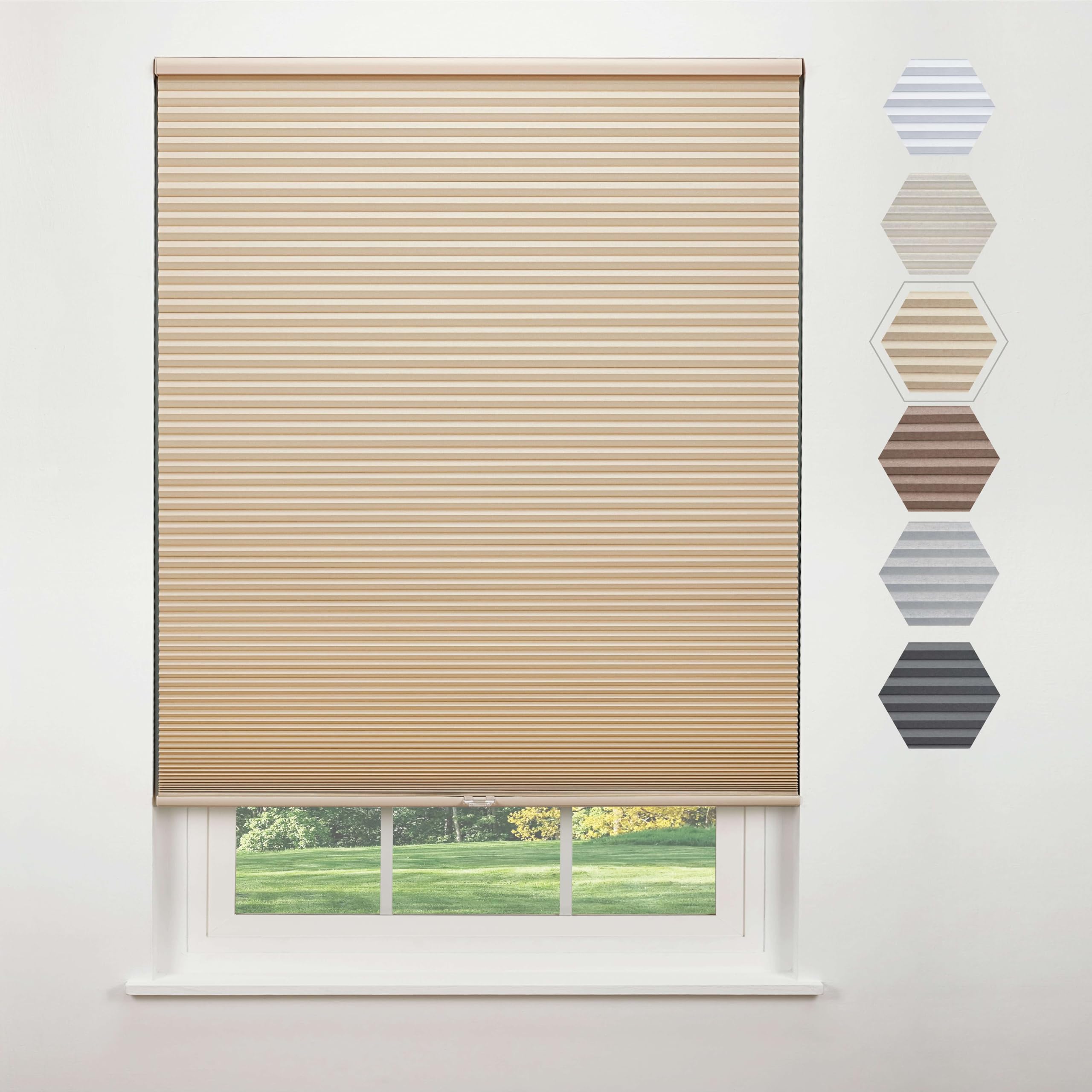 Linen Avenue Cordless Standard Blackout Cellular Shade 54 3/4 W x 48 H, Muslin (Arrives 1/4  Narrower)