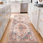 Coarir Runner Rug 2x6, Washable Hallway Kitchen Rugs, Soft Non-Slip Area Rug, Stain-Resistant Boho Vintage Carpet for Laundry Be