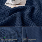 Phf 100% Cotton Waffle Weave Throw Pillow Cover, 24' X 24', No Filling, 2 Pack Elegant Home Decorative Square Throw Pillow Covers For Bed Couch Sofa, Dark Navy