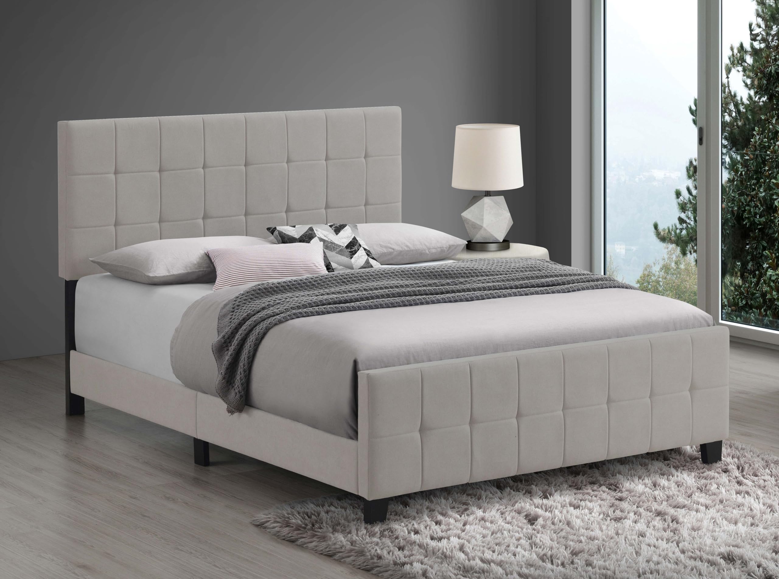 Coaster Home Furnishings Fairfield Contemporary Fabric Upholstered Queen Size Panel Bed Frame 50-inch Headboard Beige 305952Q