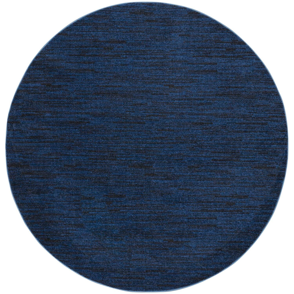 Nourison Essentials Indoor/Outdoor Midnight Blue 8' X Round Area -Rug, Easy -Cleaning, Non Shedding, Bed Room, Living Room, Dining Room, Backyard, Deck, Patio (8 Round)