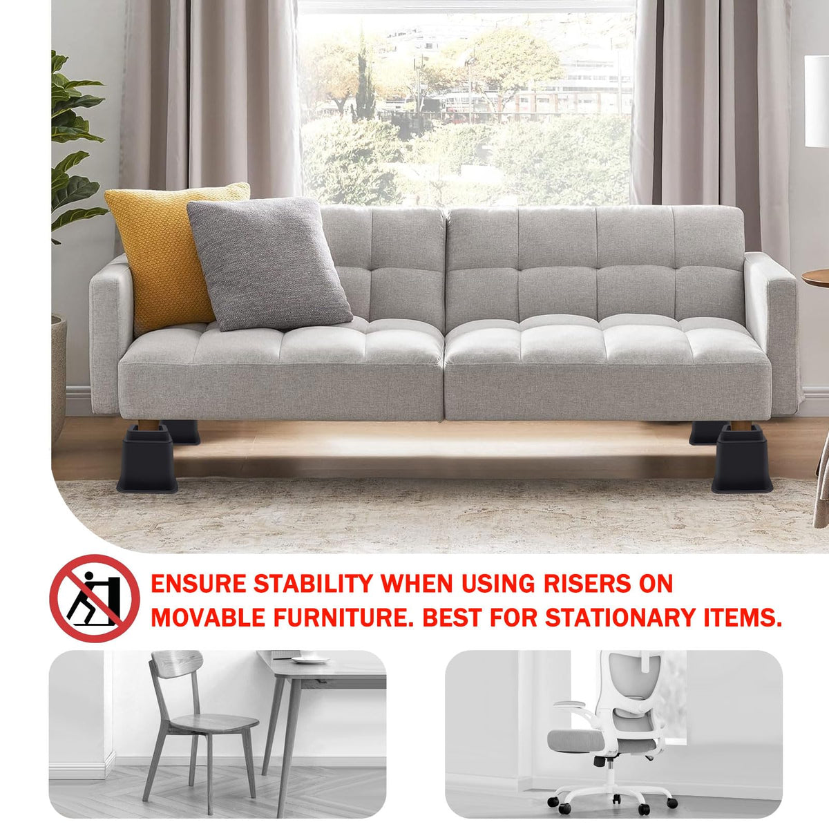 Annkut Bed Risers 10 Inch Heavy Duty,Elevation In Heights 1,2,3,4,5,6,7,8,9,10 Inch,Adjustable Furniture Risers For Chair Table