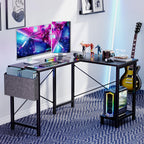Sweetcrispy L Shaped Desk - Computer Desk Corner Desks Gaming Desk Pc Table With Cpu Stand Side Bag For Home Office Dorm Sturdy Writing Workstation, Black, 50-Inch