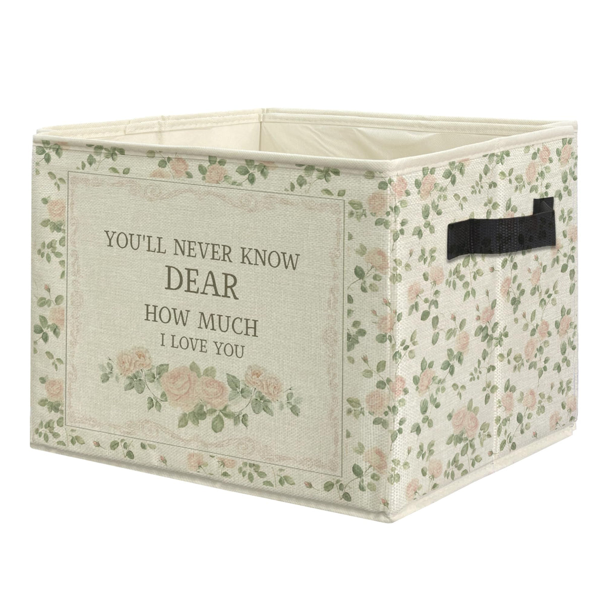 uinwk Floral Girl Nursery Storage Bins, Cottagecore Rose Flower Botanical Collapsible Storage Box Laundry Basket with Handle for