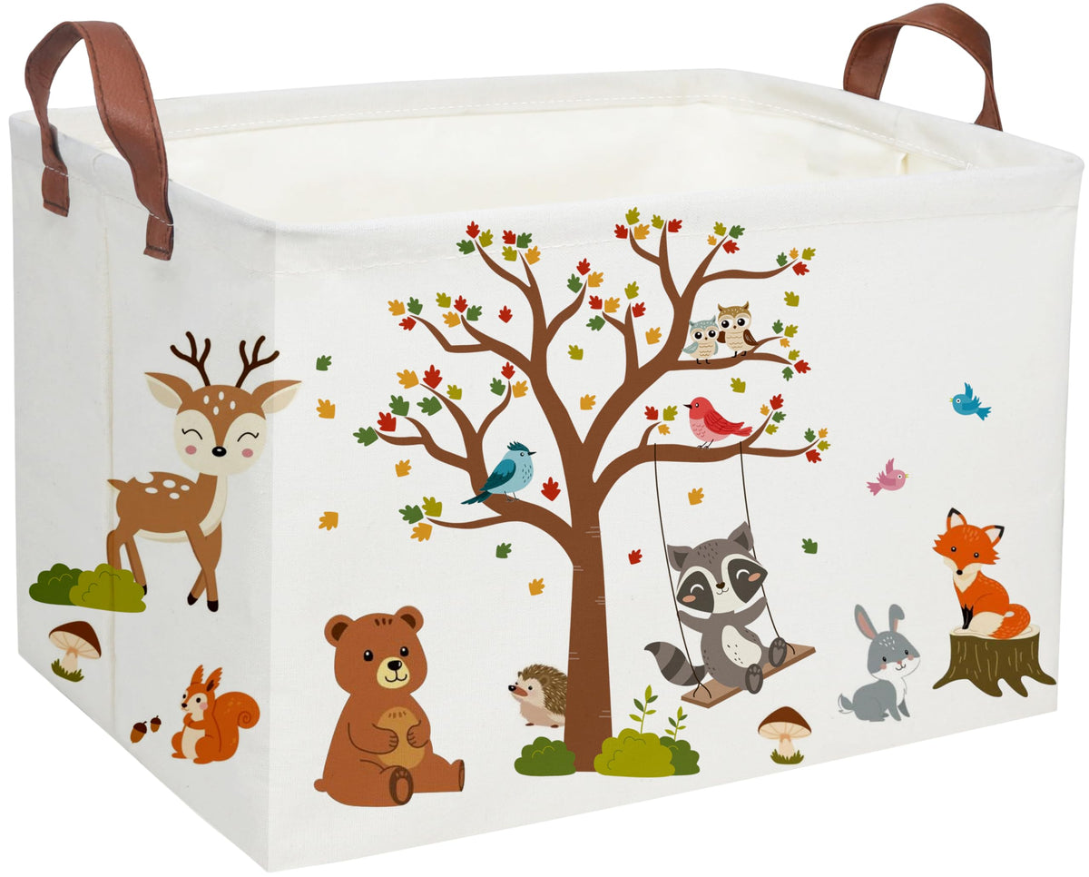 Essme Rectangular Kids Baskets Boys Basket,Animal Storage Bins with Handles for Kids Room Decor, Book Storage Bin(Autumn animals
