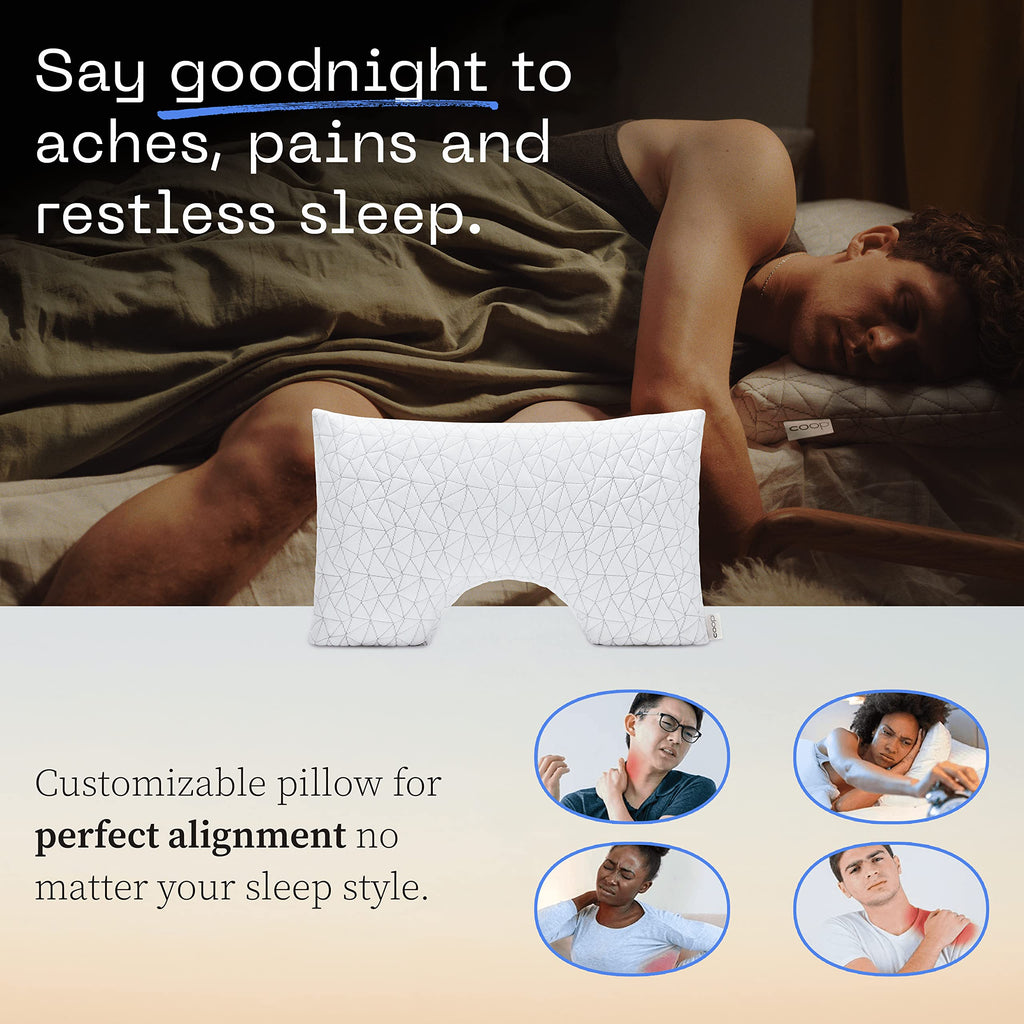 Coop Home Goods Original Cut-Out Adjustable Pillow, Queen Size Bed Pillows For Neck & Head Support, Memory Foam Pillows - Medium