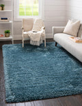 Rugs.com Infinity Collection Solid Shag Area Rug 3 x 5 Aegean Blue Shag Rug Perfect for Living Rooms, Large Dining Rooms, Open