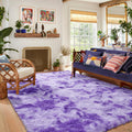 6x9 ft Purple White Fuzzy Rugs for Living Room Fluffy Bedroom Rug Non-Slip Area Rugs Shag Carpet for Nursery Kids PlayRoom Dorm 
