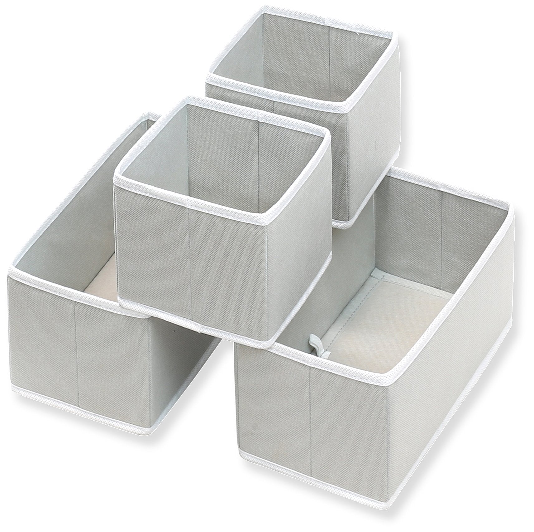 Simple Houseware Underwear Organizer Set of 4, Gray - Collapsible Drawer Storage for Socks, Bras, Undergarments, and Panties