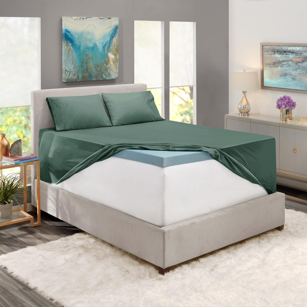 Nestl Extra Deep Pocket Sheets - Fits Mattress 18-24 Inches Deep, Extra Deep Pocket King Size Sheets Sets, 4 Piece King Size Sheets, King Sheets Deep Pocket, Forest Green Sheets