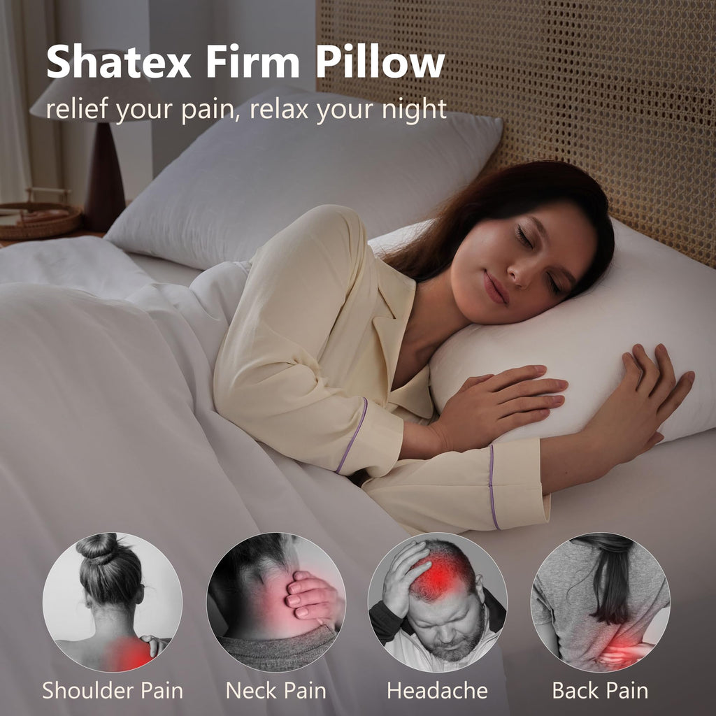 Shatex Extra Firm Pillow Queen Size 28 X 20 Inch, Bed Pillow With Adjustable Insert Provides Stronger Support - For Back, Stomac