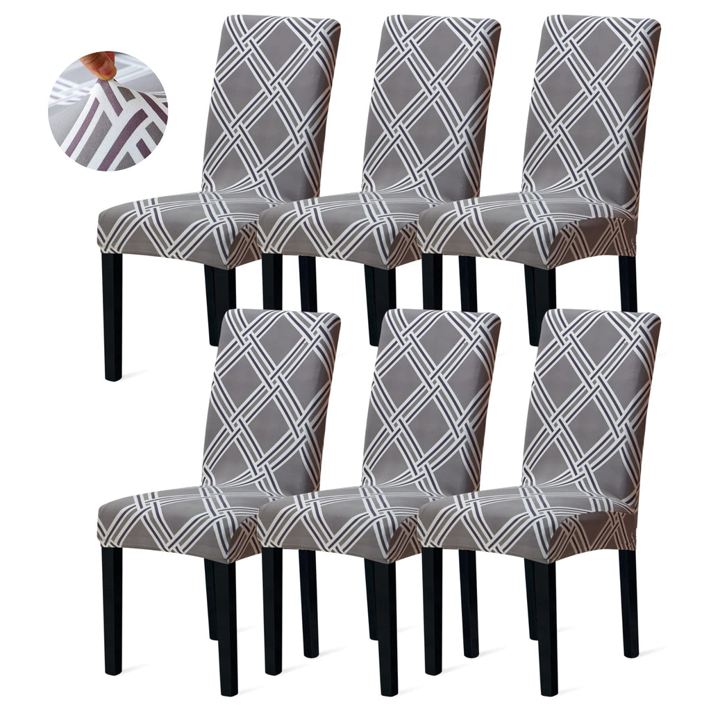 Sufdari Dining Chair Covers,Kitchen Chair Cover,Parsons Chair Slipcover,Spandex Chair Protectors For Dining Room Stretch Chairs Cover Set Of 6 -Gray Diamond