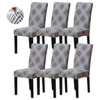 Sufdari Dining Chair Covers,Kitchen Chair Cover,Parsons Chair Slipcover,Spandex Chair Protectors For Dining Room Stretch Chairs Cover Set Of 6 -Gray Diamond