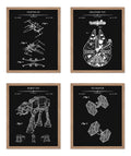 Poster Master 4-Piece Spaceship Blueprint Poster - Spacecraft Patent Print - Sci Fi Art - Defense Art - Fantasy Art - Armored Wa