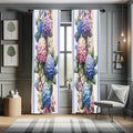 Ambesonne Floral Curtains, Leafy Huddle of Modern Illustrated Hydrangea on Pastel Striped Back, Window Treatments 2 Panel Set fo