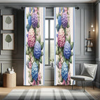 Ambesonne Floral Curtains, Leafy Huddle of Modern Illustrated Hydrangea on Pastel Striped Back, Window Treatments 2 Panel Set fo