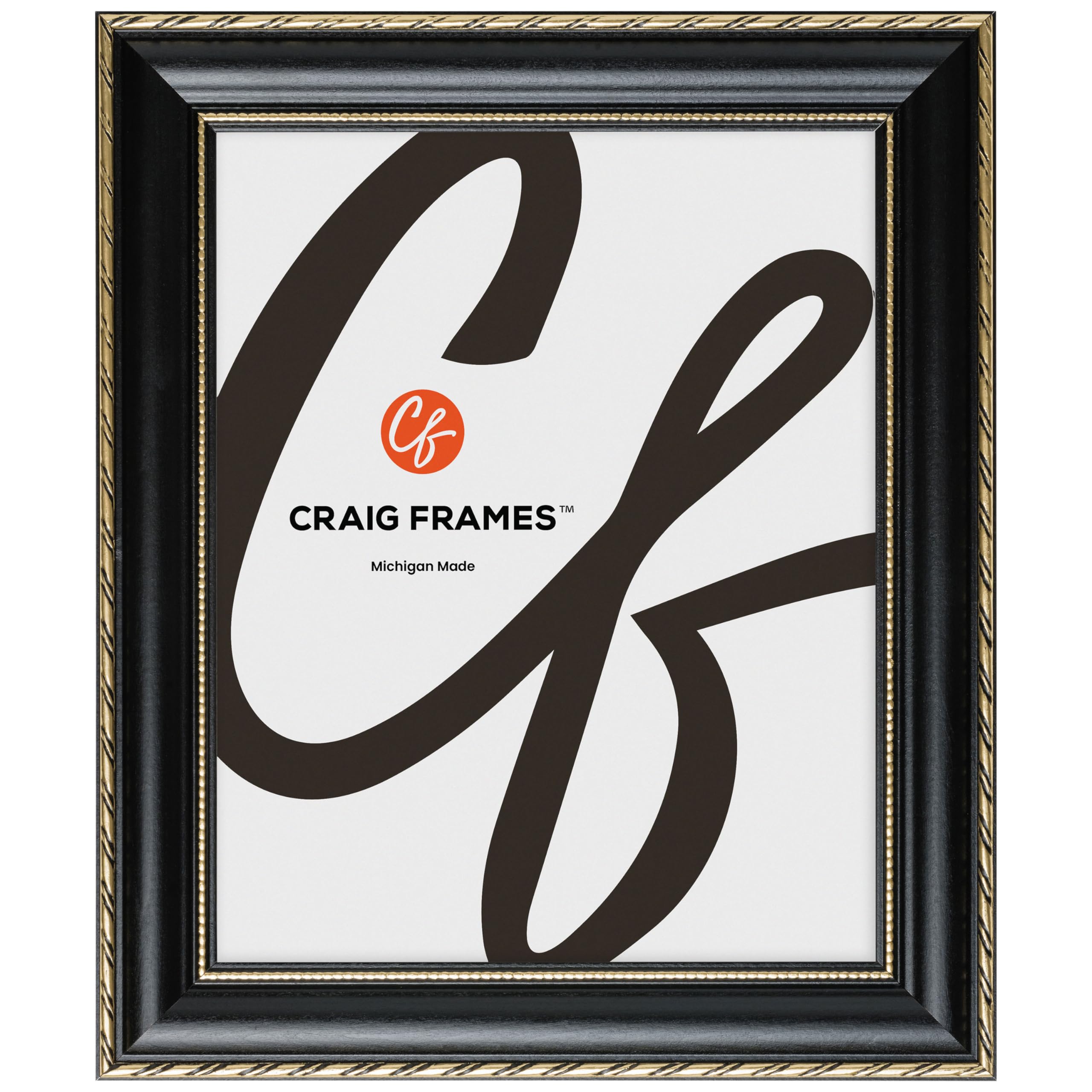 Craig Frames Victoria, 19x34 Picture Frame, Ornate Black and Gold