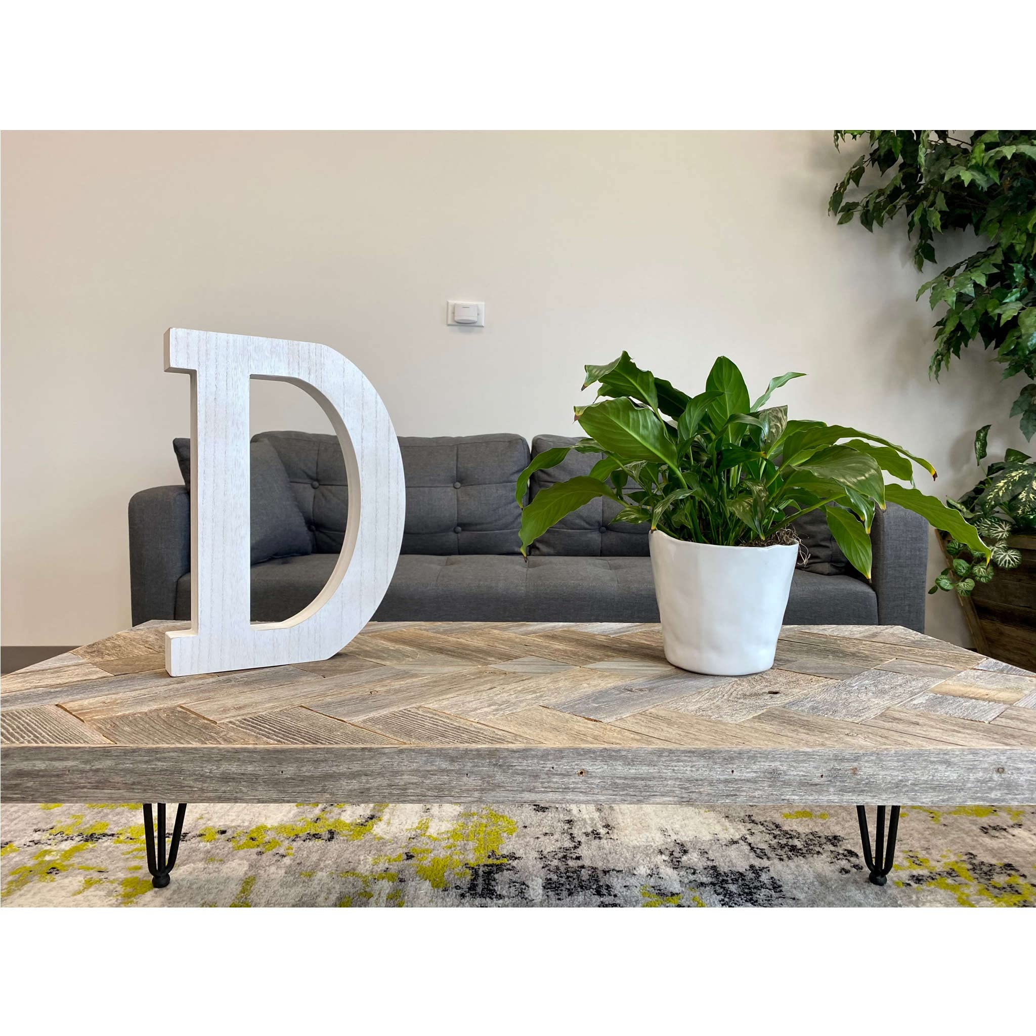 HomeRoots 16' Distressed White Wash Wooden Initial Letter D Sculpture