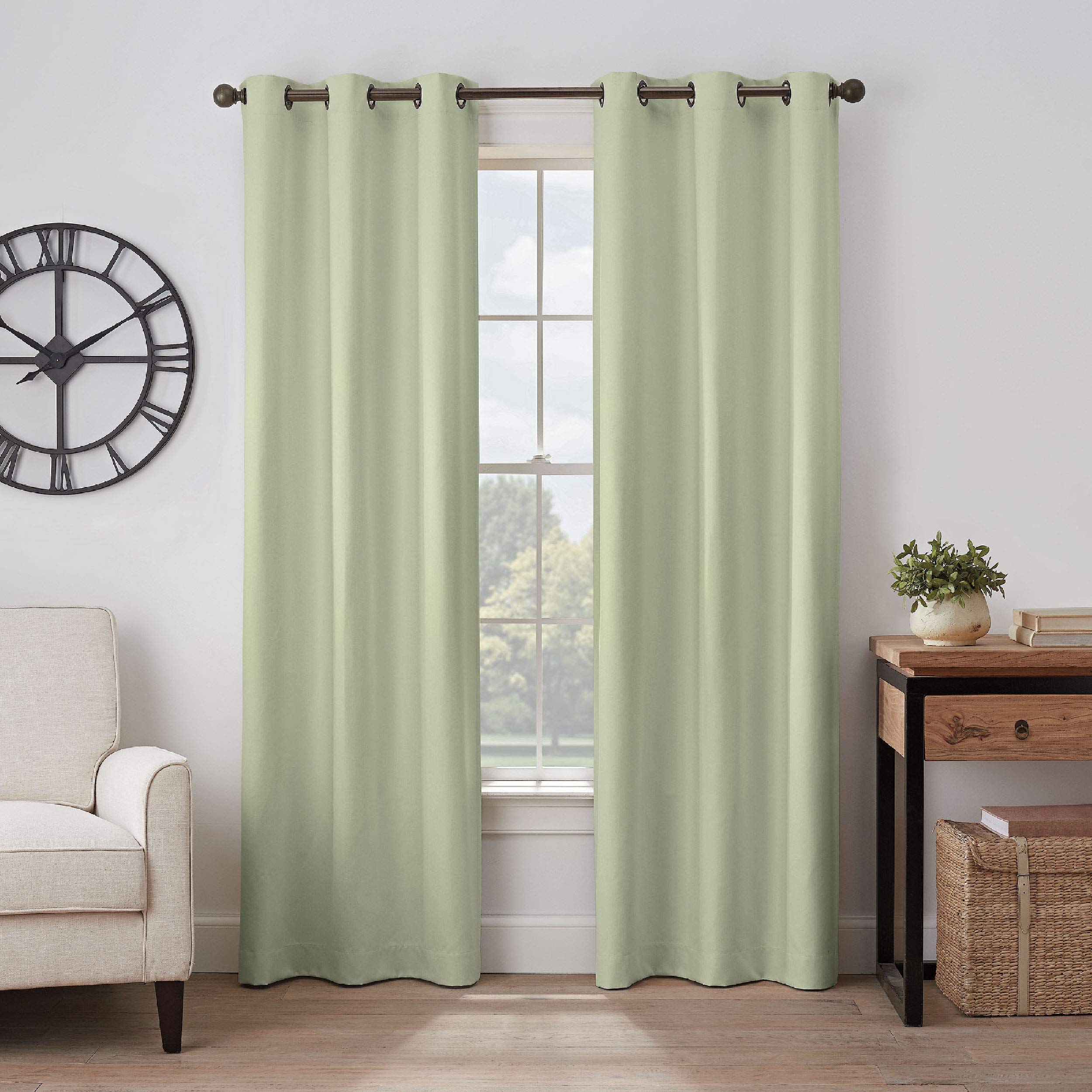 Eclipse Gabriella Grommet Top Curtains for Bedroom, Single Panel, 40'' x 84'', Sage