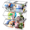 Yerliker 6 Pcs 4 Pcs Stackable Storage Bins with Lids Organizer, Clear