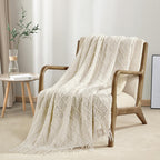 Bourina Throw Blanket Textured Solid Soft Throws And Blankets For Sofa Or Bed Knitted Decorative Blanket 50 X70 Inches Jacquard