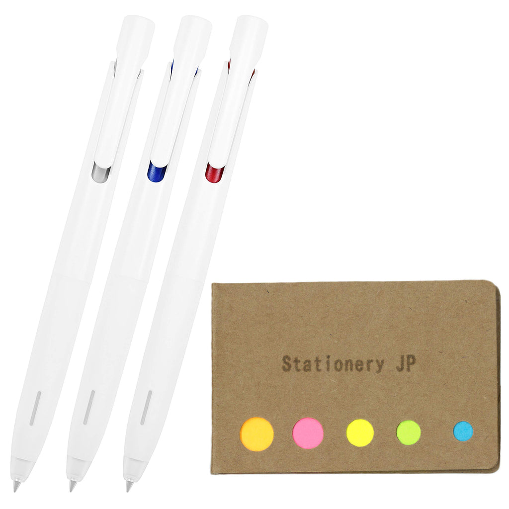 Zebra Blen Retractable Ballpoint Pen, Bold Point 0.7Mm, White Body, 3 Colors Ink, Sticky Notes Value Set