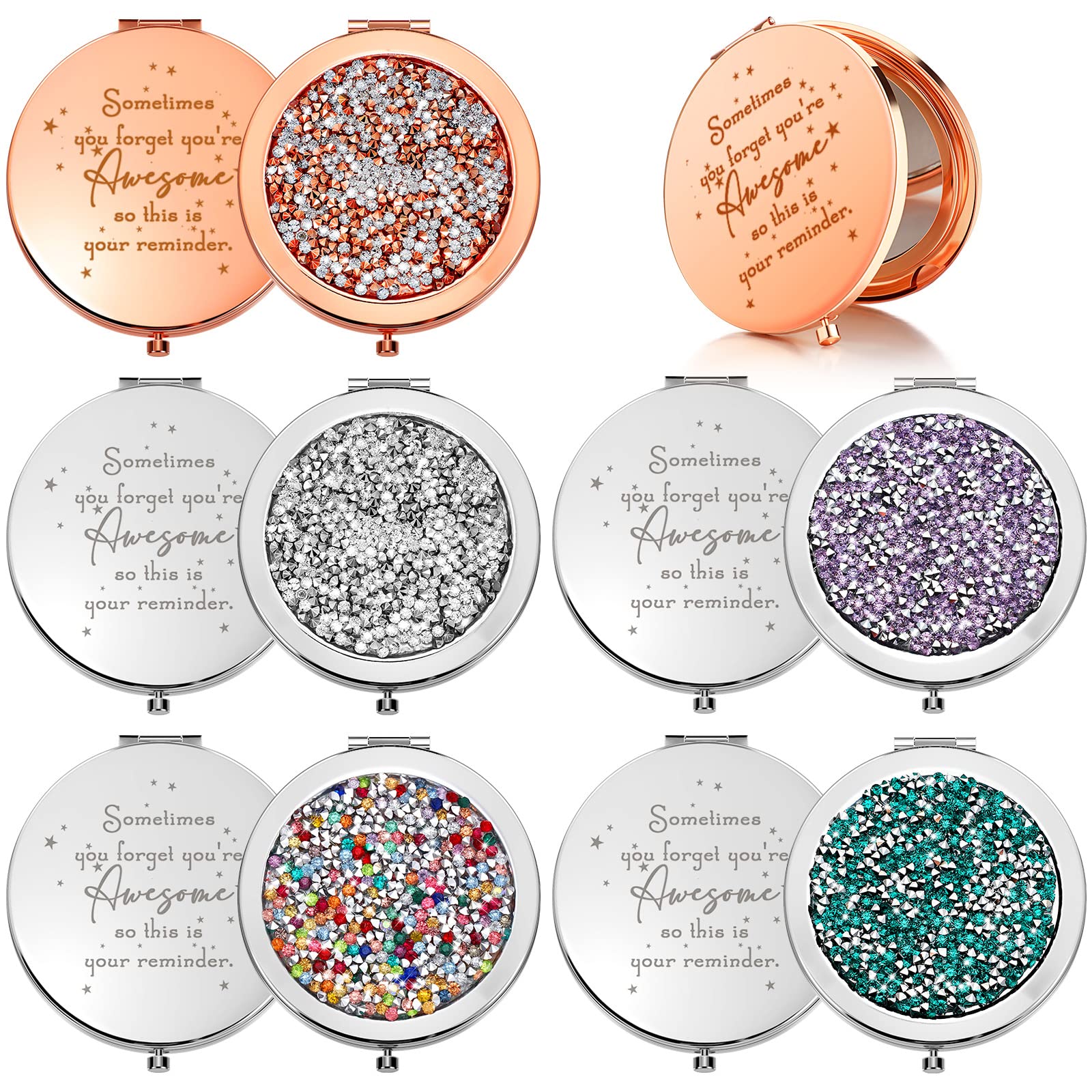 Roowest 10 Pcs Inspirational Compact Mirror Sometimes You Forget You re Awesome Appreciation Gifts for Women Employee Coworker 
