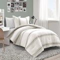 Lush Decor Farmhouse Stripe Reversible Cotton Comforter Set , 2 Piece Set, Twin Xl, Gray - Twin Bedding Set - Dorm Decor - Strip